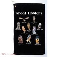 Great Hooter Funny Owl Lover Birding Birdwatcher Dad Joke Golf Towel thumb 0