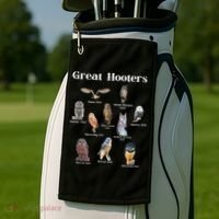 Great Hooter Funny Owl Lover Birding Birdwatcher Dad Joke Golf Towel thumb 2