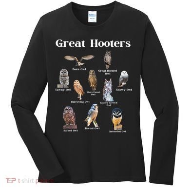 Great Hooter Funny Owl Lover Birding Birdwatcher Dad Joke Women's Long Sleeve Shirt