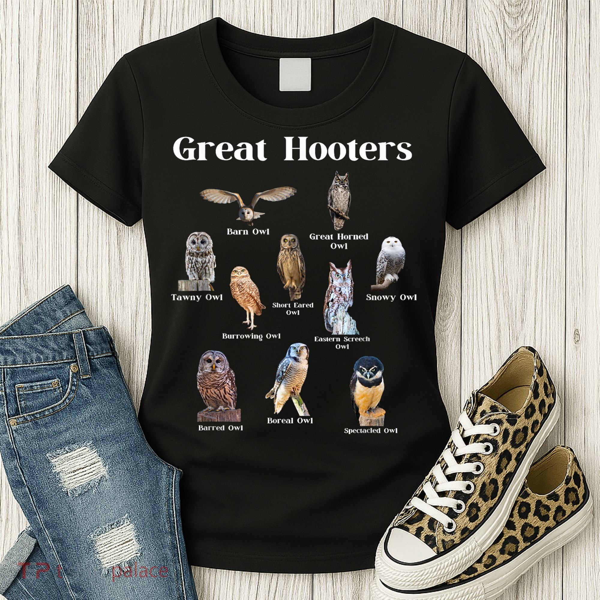Great Hooter Funny Owl Lover Birding Birdwatcher Dad Joke Women's T-Shirt