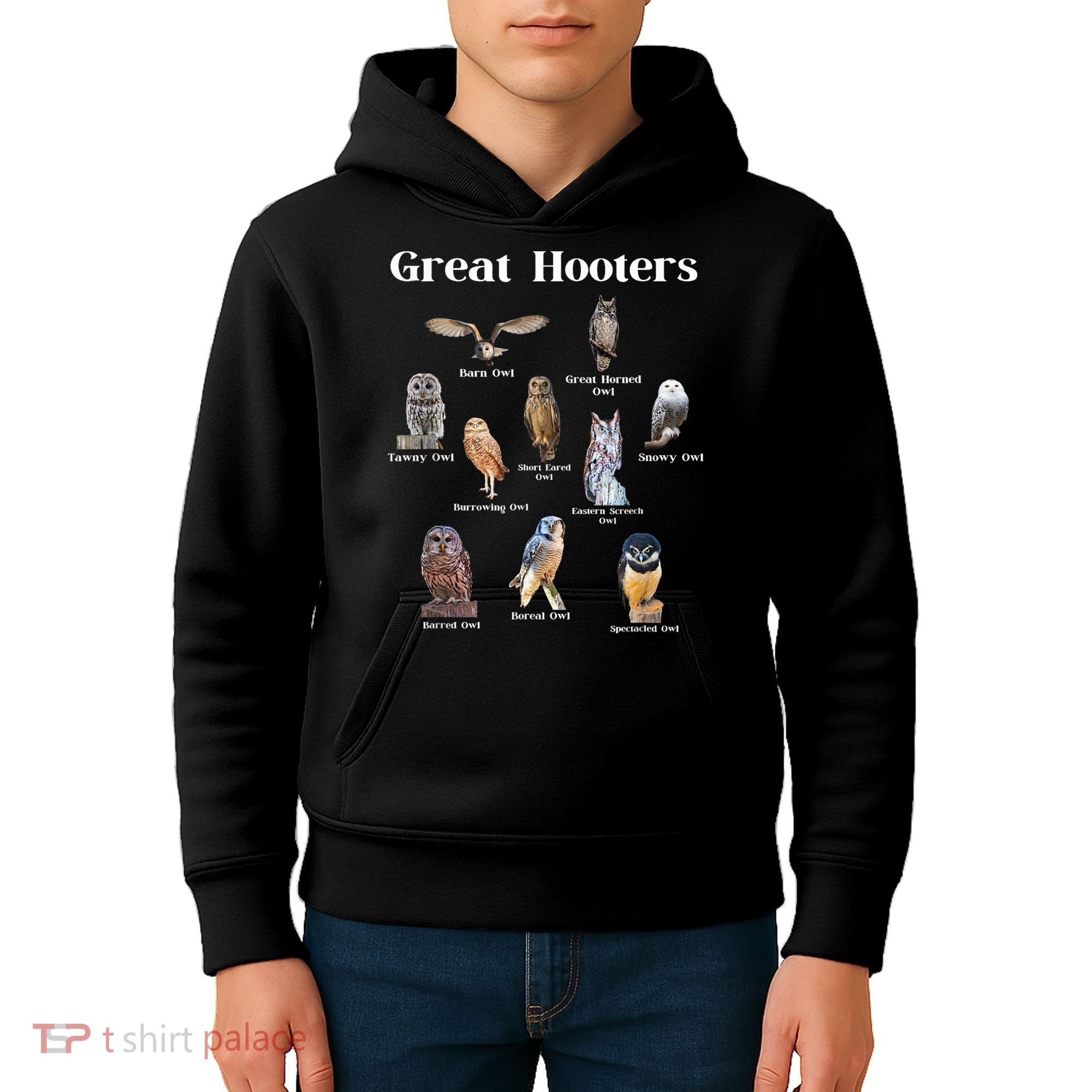 Great Hooter Funny Owl Lover Birding Birdwatcher Dad Joke Kids Hoodie