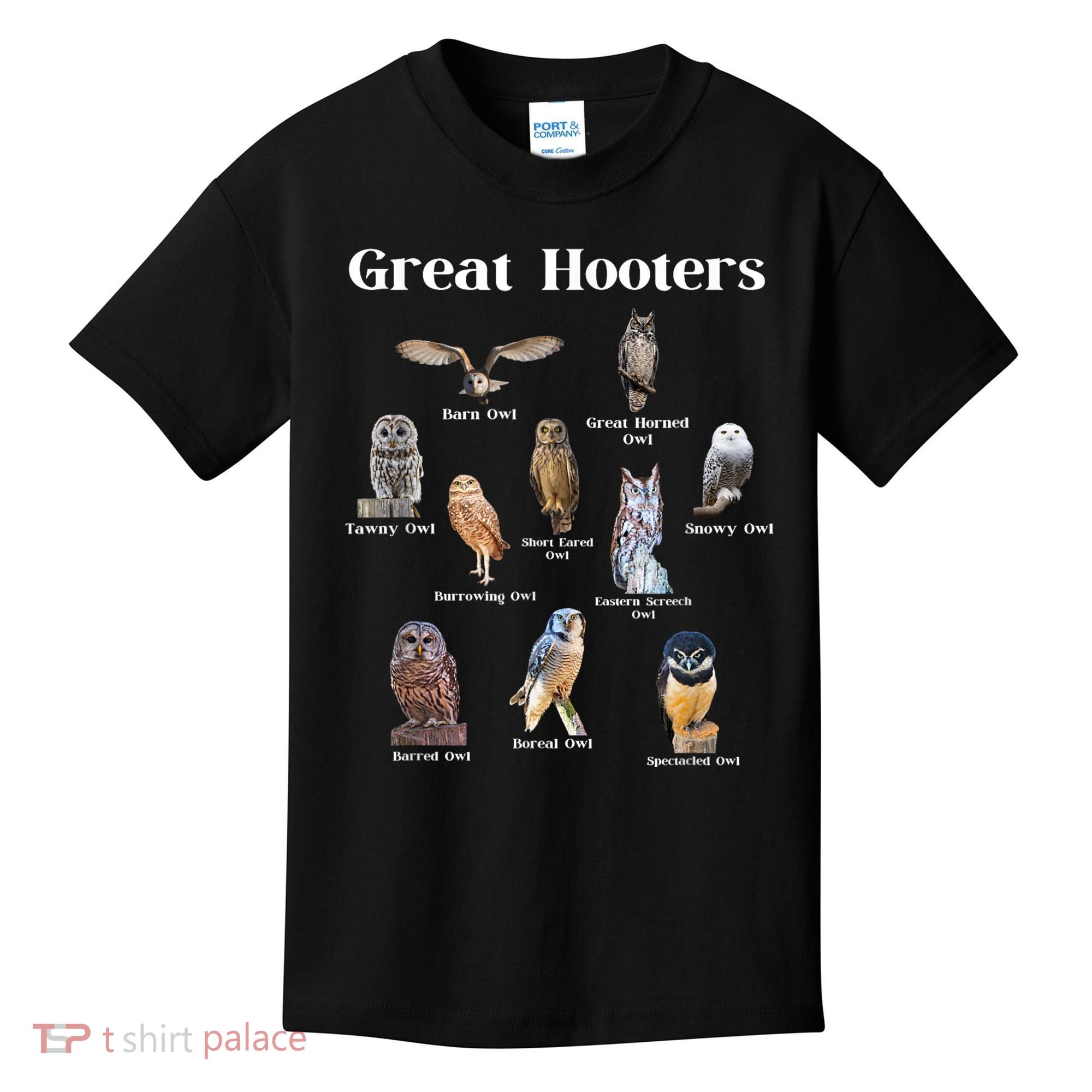 Great Hooter Funny Owl Lover Birding Birdwatcher Dad Joke Kids T-Shirt