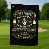 Ghost Hunter Ghost Hunting Halloween Paranormal Activity Golf Towel thumb 1