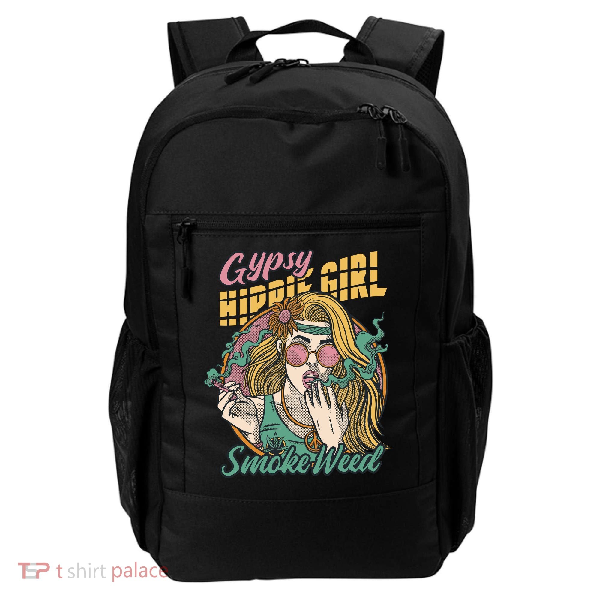 Gypsy Hippie Girl Smoke Weed Retro Backpack