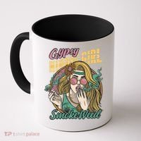 Gypsy Hippie Girl Smoke Weed Retro Coffee Mug thumb 0