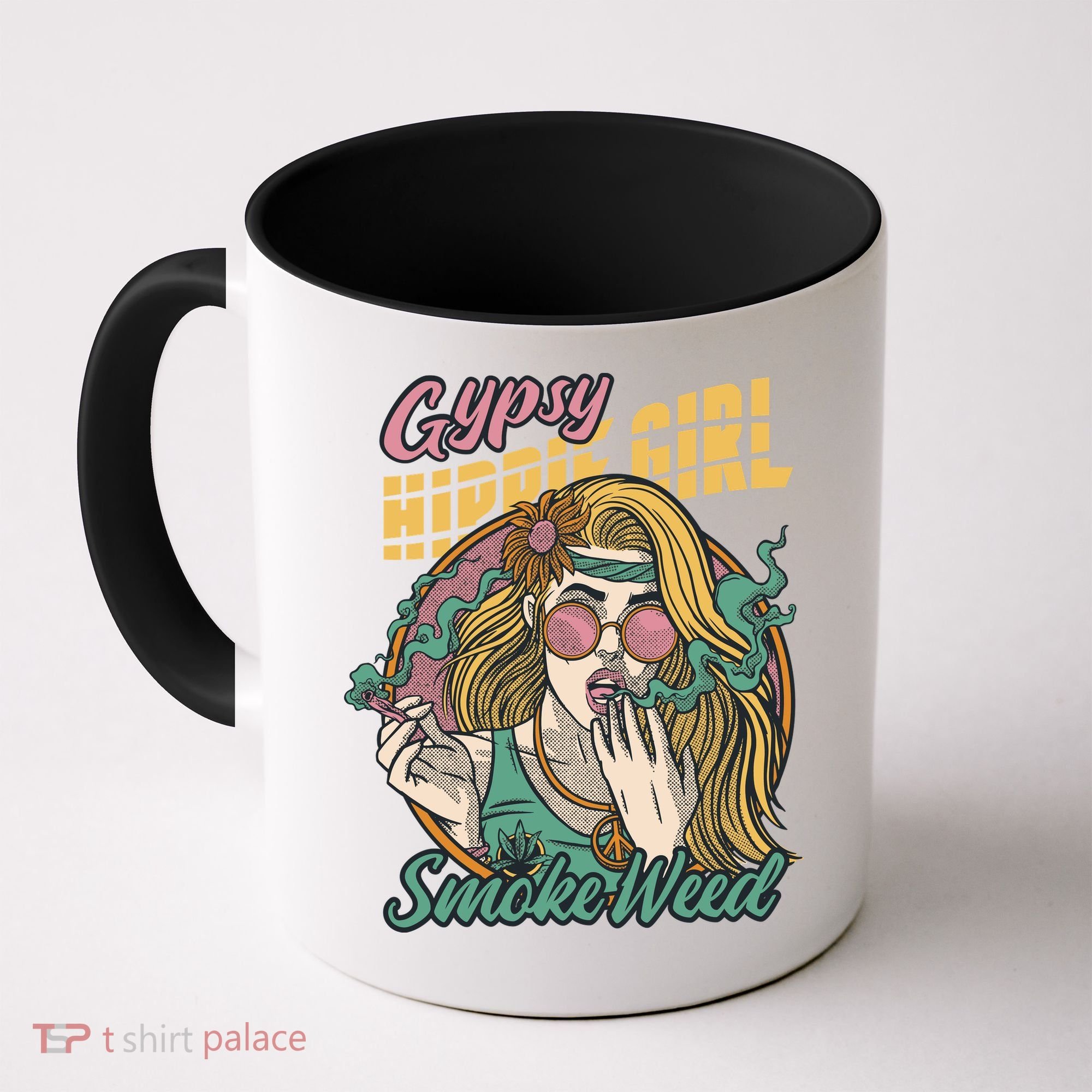Gypsy Hippie Girl Smoke Weed Retro Coffee Mug