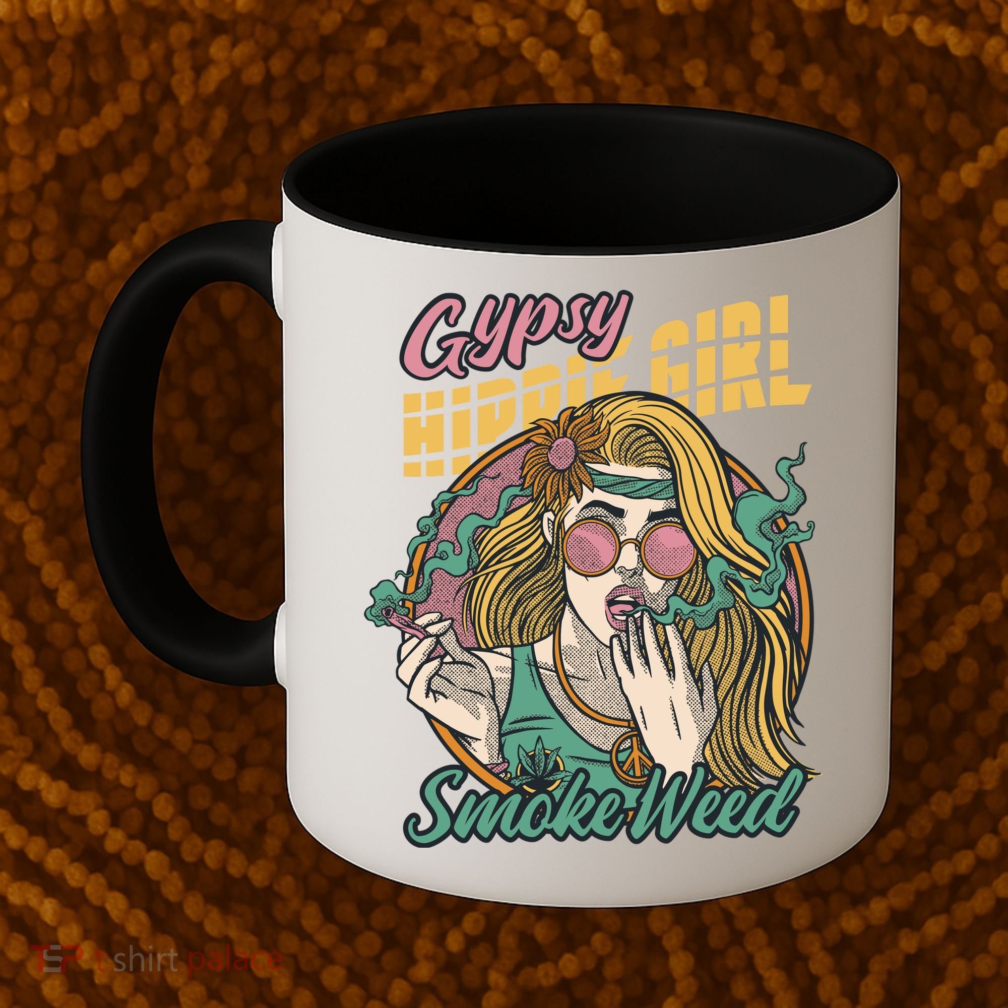 Gypsy Hippie Girl Smoke Weed Retro Coffee Mug