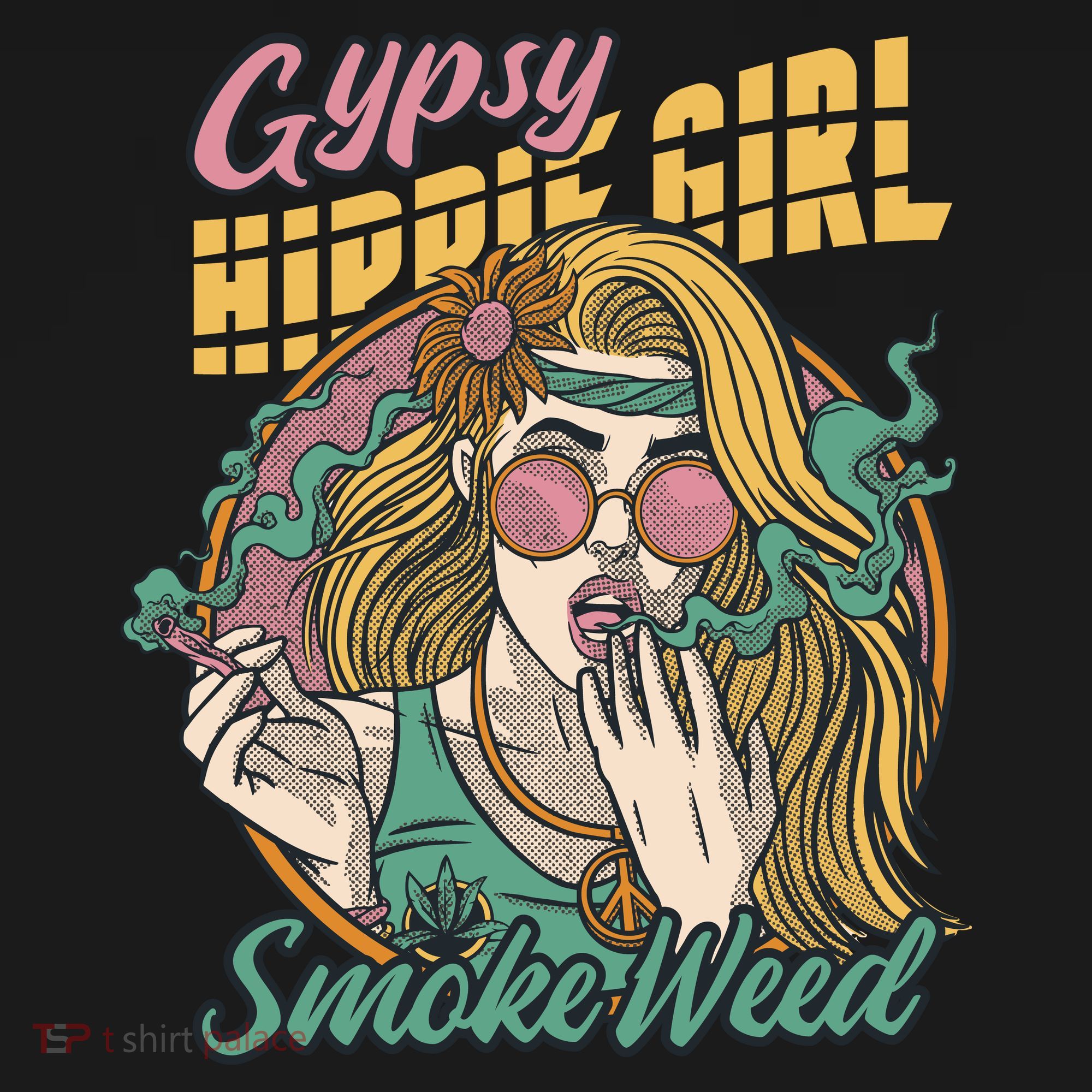 Gypsy Hippie Girl Smoke Weed Retro Women's Hoodie
