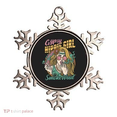 Gypsy Hippie Girl Smoke Weed Retro Ornament