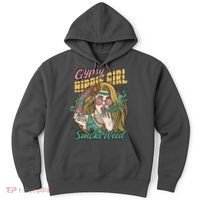 Gypsy Hippie Girl Smoke Weed Retro Hoodie thumb 0