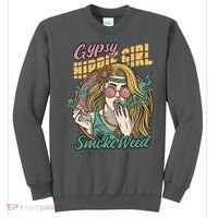Gypsy Hippie Girl Smoke Weed Retro Sweatshirt thumb 0