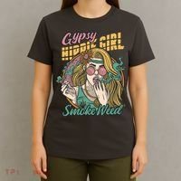 Gypsy Hippie Girl Smoke Weed Retro T-Shirt thumb 4