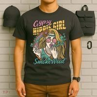 Gypsy Hippie Girl Smoke Weed Retro T-Shirt thumb 6