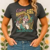 Gypsy Hippie Girl Smoke Weed Retro Women's T-Shirt thumb 2