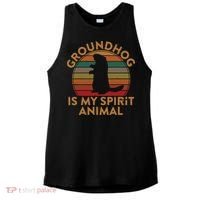 Ground Hog Is My Spirit Animal Gift Silhouette Groundhog Day Ladies PosiCharge Tri-Blend Wicking Tank thumb 0