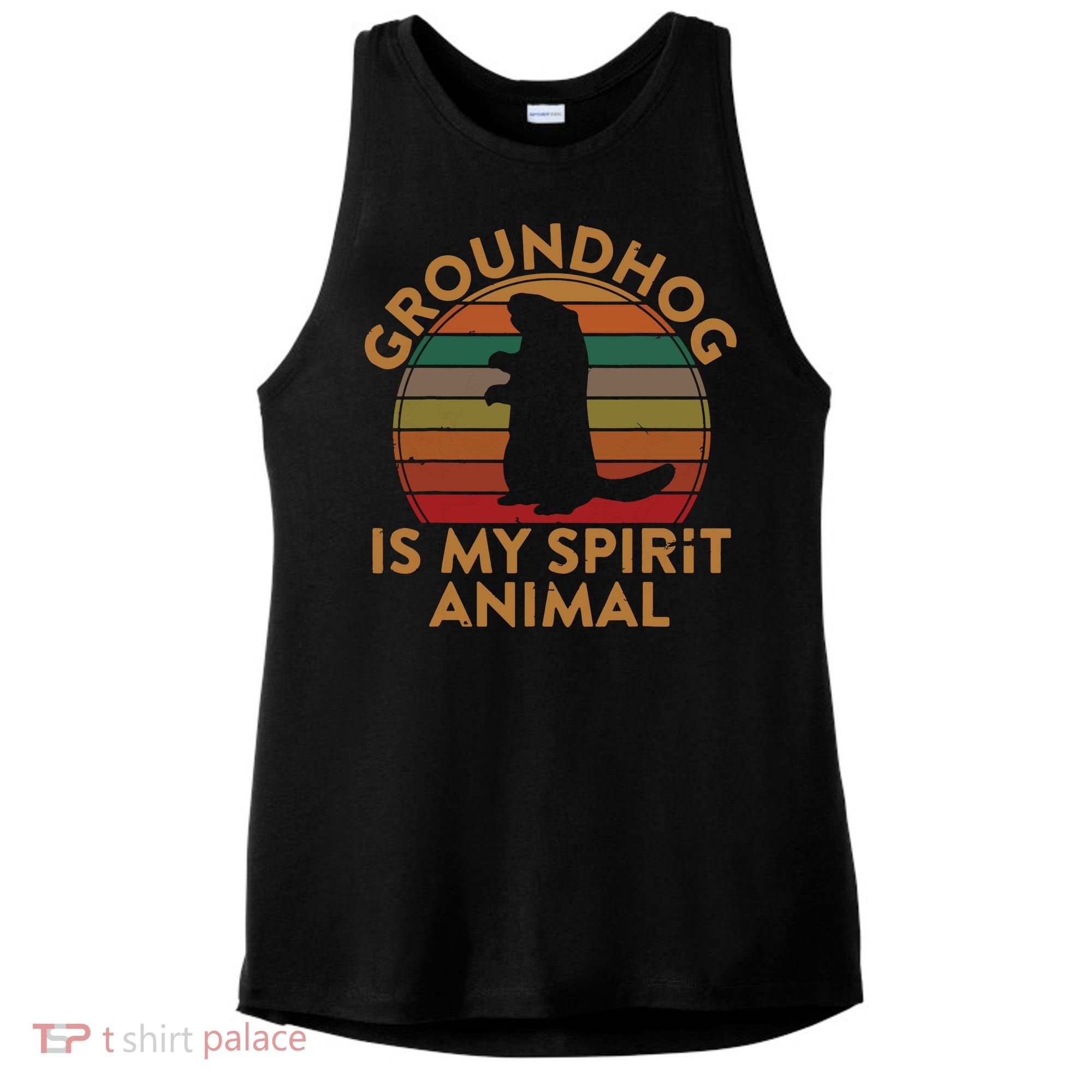 Ground Hog Is My Spirit Animal Gift Silhouette Groundhog Day Ladies PosiCharge Tri-Blend Wicking Tank