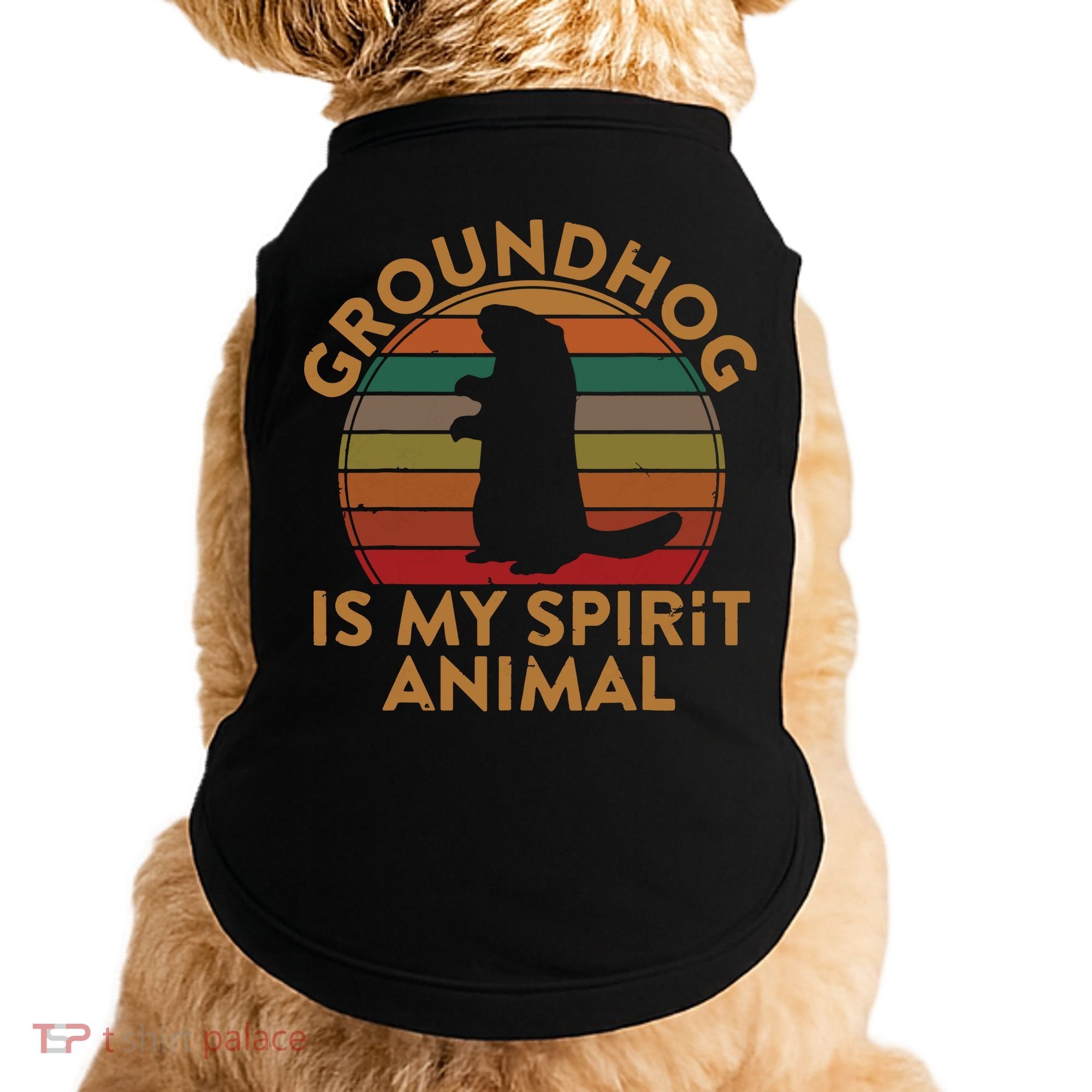 Ground Hog Is My Spirit Animal Gift Silhouette Groundhog Day Doggie Tank