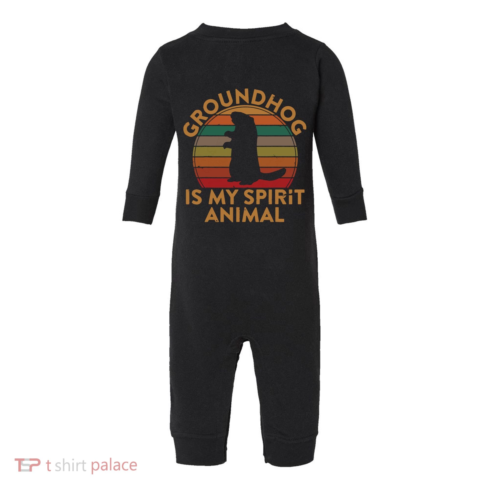 Ground Hog Is My Spirit Animal Gift Silhouette Groundhog Day Infant Fleece One Piece