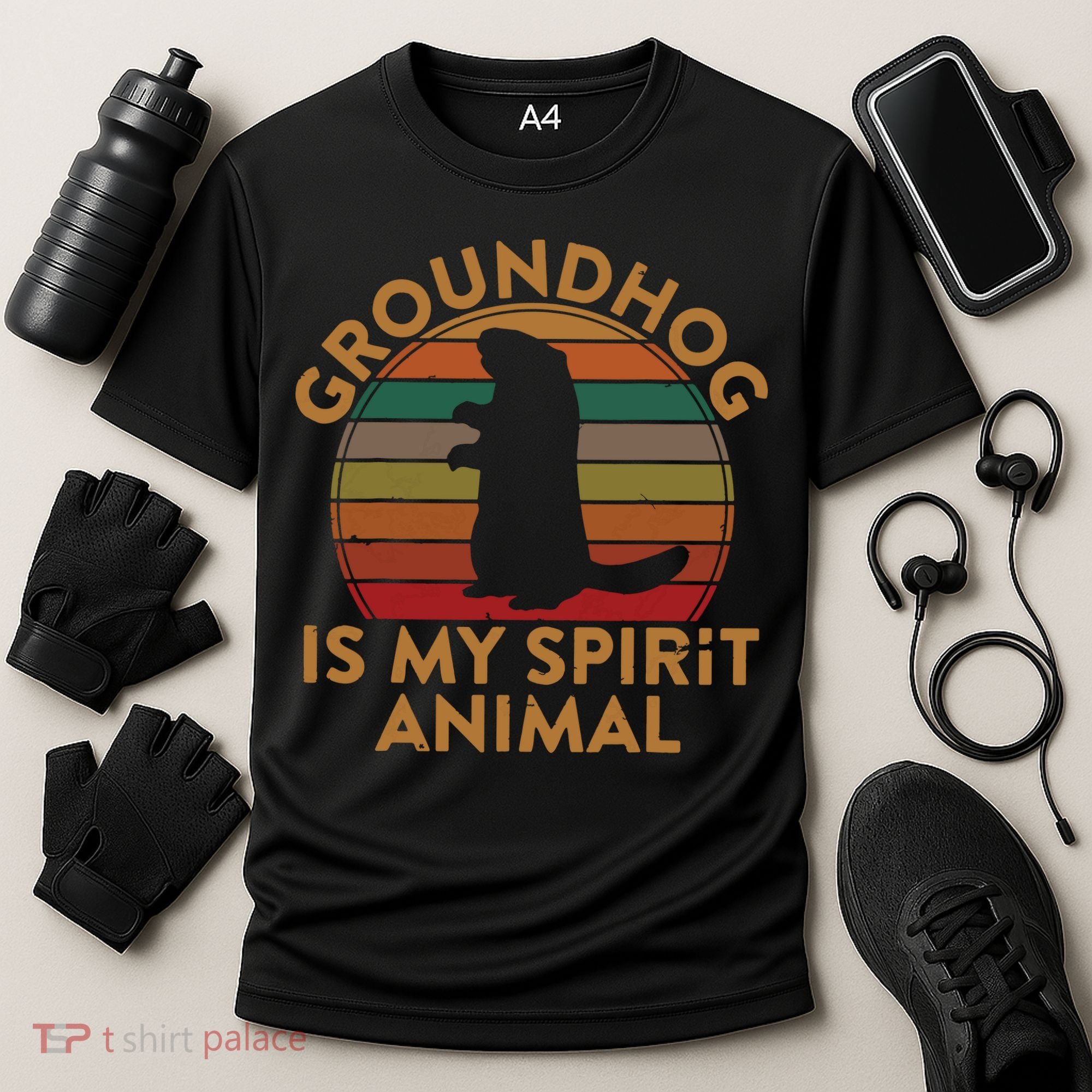Ground Hog Is My Spirit Animal Gift Silhouette Groundhog Day Cooling Performance Crew T-Shirt