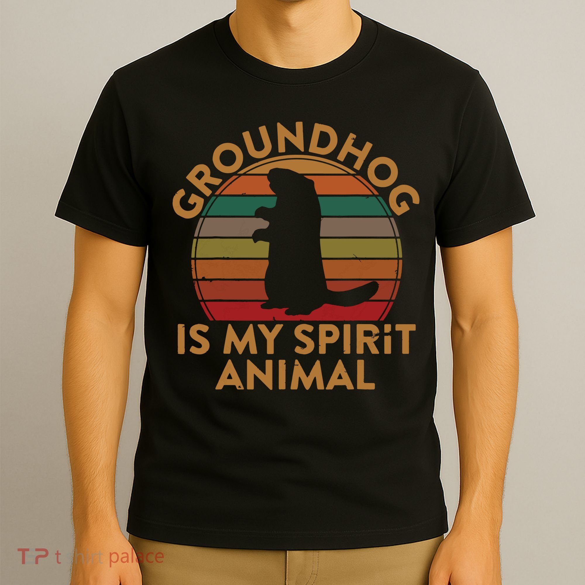 Ground Hog Is My Spirit Animal Gift Silhouette Groundhog Day T-Shirt