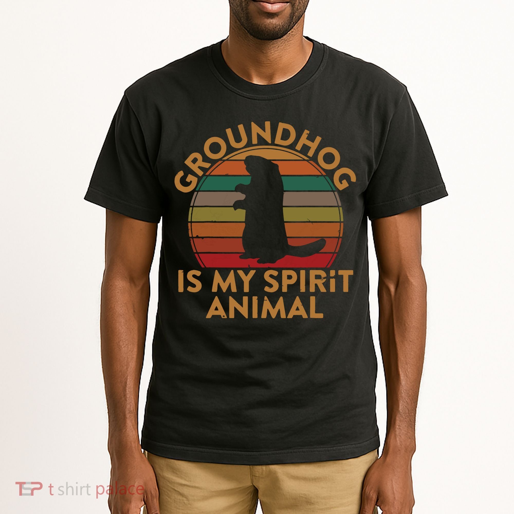 Ground Hog Is My Spirit Animal Gift Silhouette Groundhog Day Tall T-Shirt