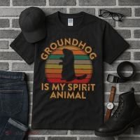 Ground Hog Is My Spirit Animal Gift Silhouette Groundhog Day Tall T-Shirt thumb 3