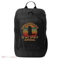 Ground Hog Is My Spirit Animal Gift Silhouette Groundhog Day City Backpack thumb 0