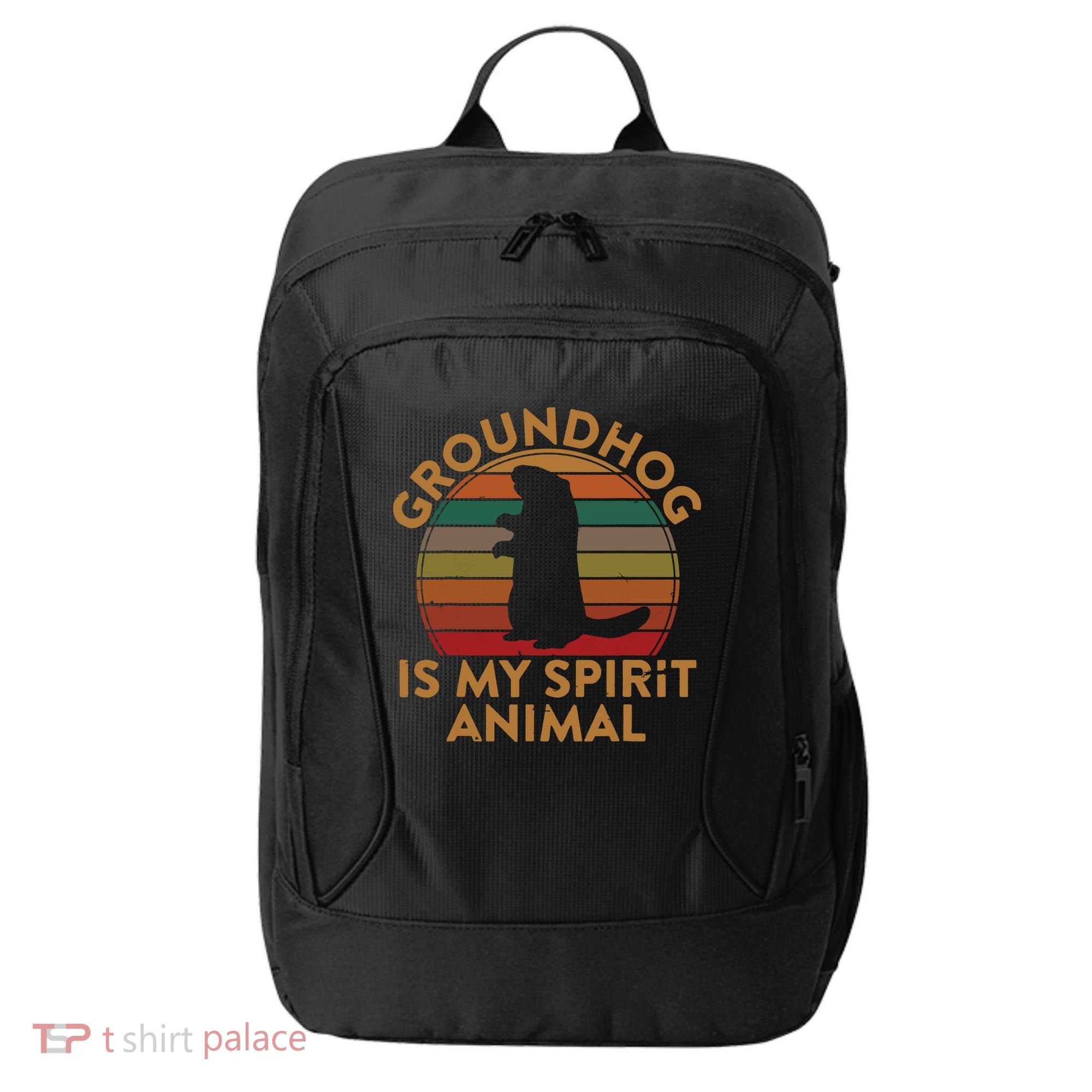 Ground Hog Is My Spirit Animal Gift Silhouette Groundhog Day City Backpack
