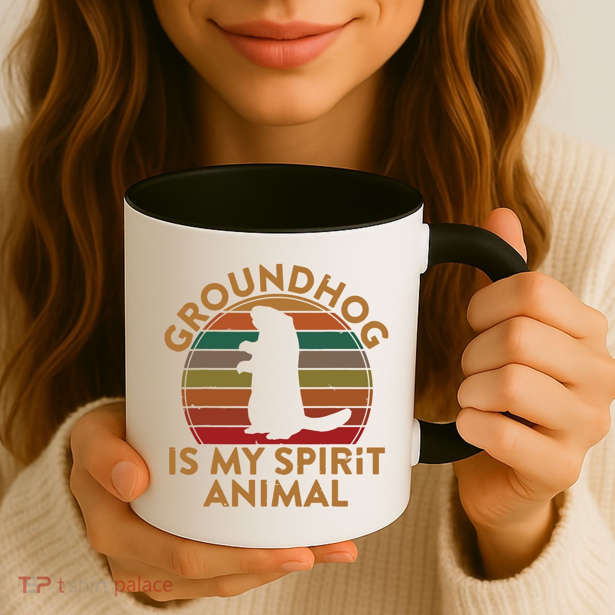 Ground Hog Is My Spirit Animal Gift Silhouette Groundhog Day Coffee Mug