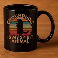 Ground Hog Is My Spirit Animal Gift Silhouette Groundhog Day 11oz C Handle Ceramic Mug thumb 3