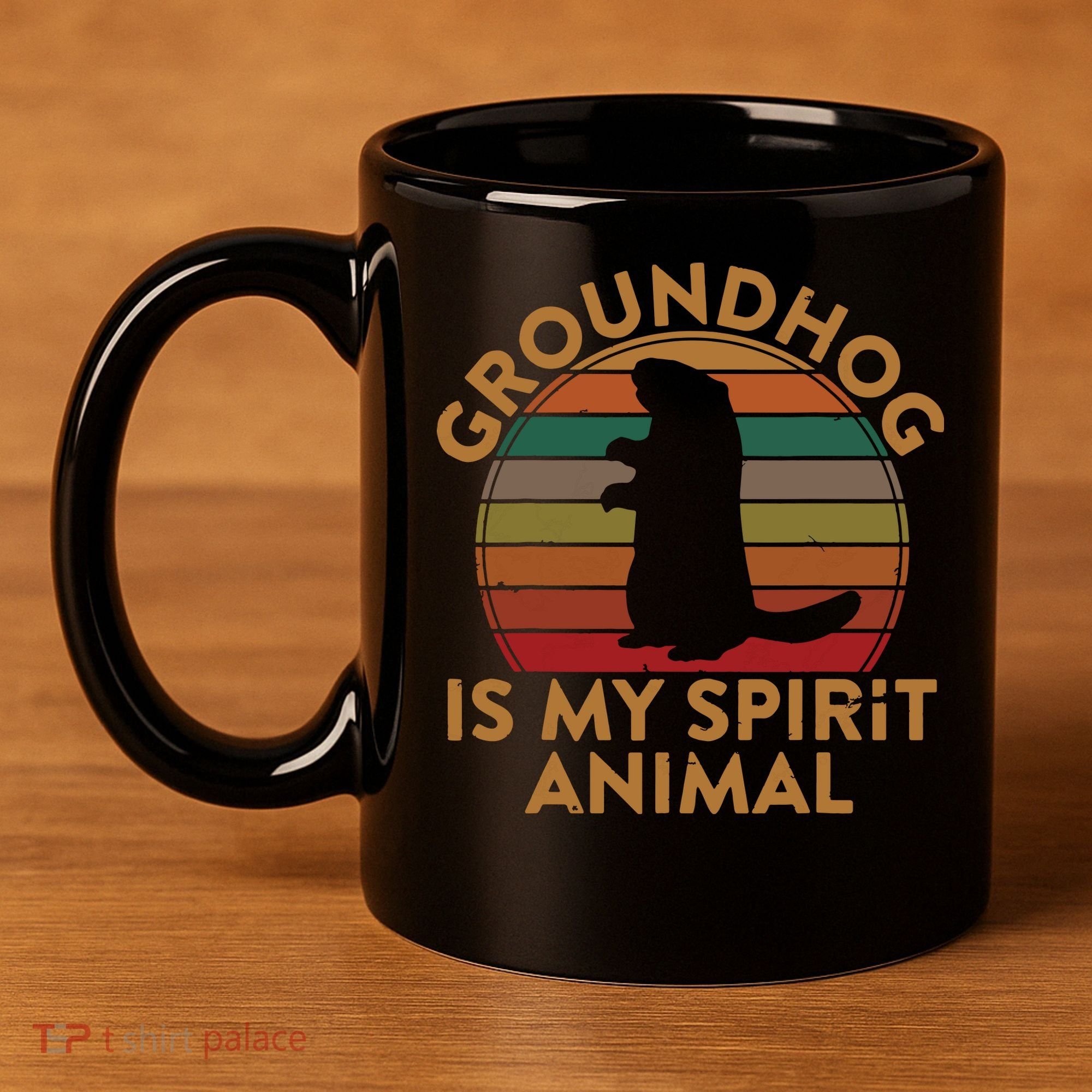 Ground Hog Is My Spirit Animal Gift Silhouette Groundhog Day 11oz C Handle Ceramic Mug