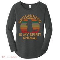 Ground Hog Is My Spirit Animal Gift Silhouette Groundhog Day Women's Perfect Tri Tunic Long Sleeve Shirt thumb 0
