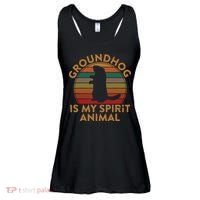 Ground Hog Is My Spirit Animal Gift Silhouette Groundhog Day Ladies Essential Flowy Tank thumb 0