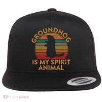 Ground Hog Is My Spirit Animal Gift Silhouette Groundhog Day Flat Bill Trucker Hat thumb 0