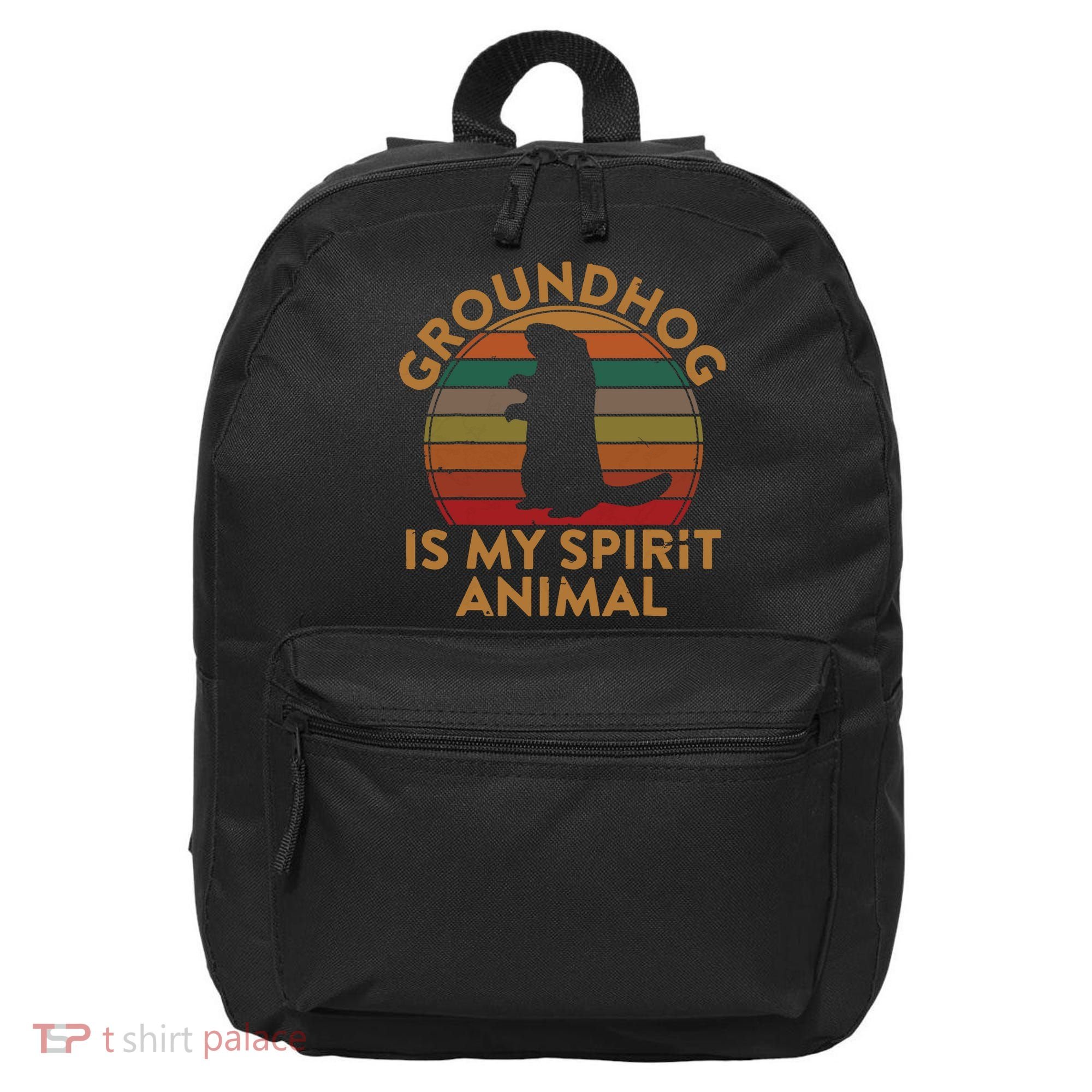 Ground Hog Is My Spirit Animal Gift Silhouette Groundhog Day 16 in Basic Backpack