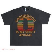 Ground Hog Is My Spirit Animal Gift Silhouette Groundhog Day Urban Oversized Heavyweight T-Shirt thumb 0