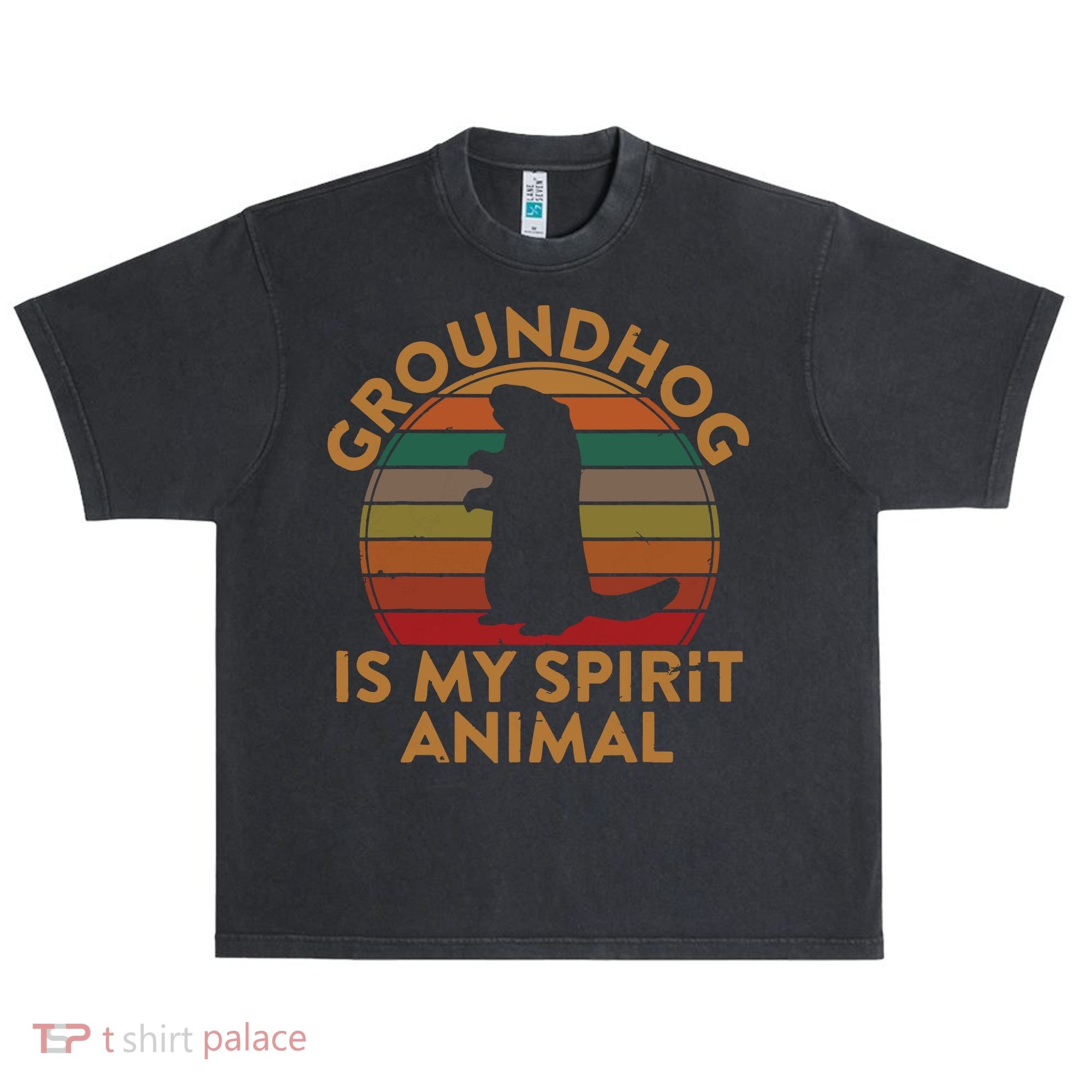 Ground Hog Is My Spirit Animal Gift Silhouette Groundhog Day Urban Oversized Heavyweight T-Shirt