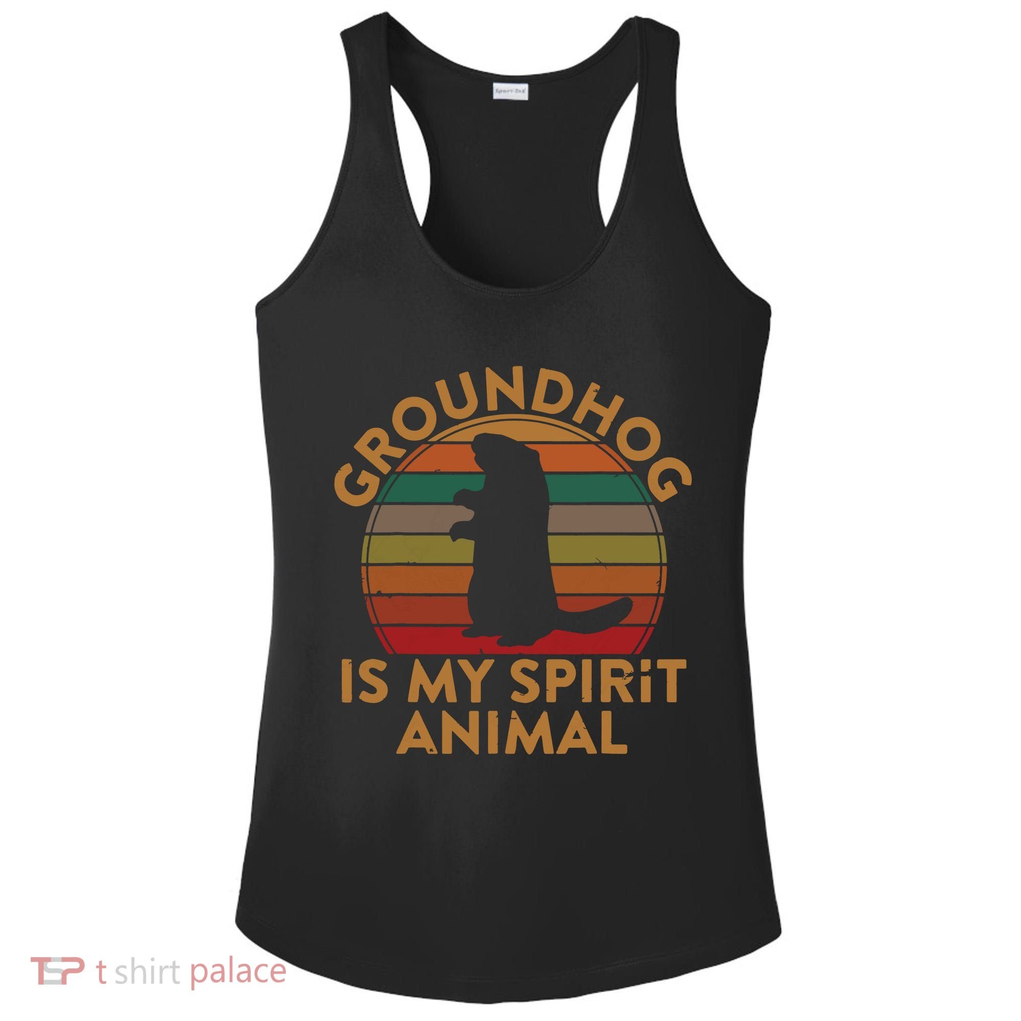 Ground Hog Is My Spirit Animal Gift Silhouette Groundhog Day Ladies PosiCharge Competitor Racerback Tank