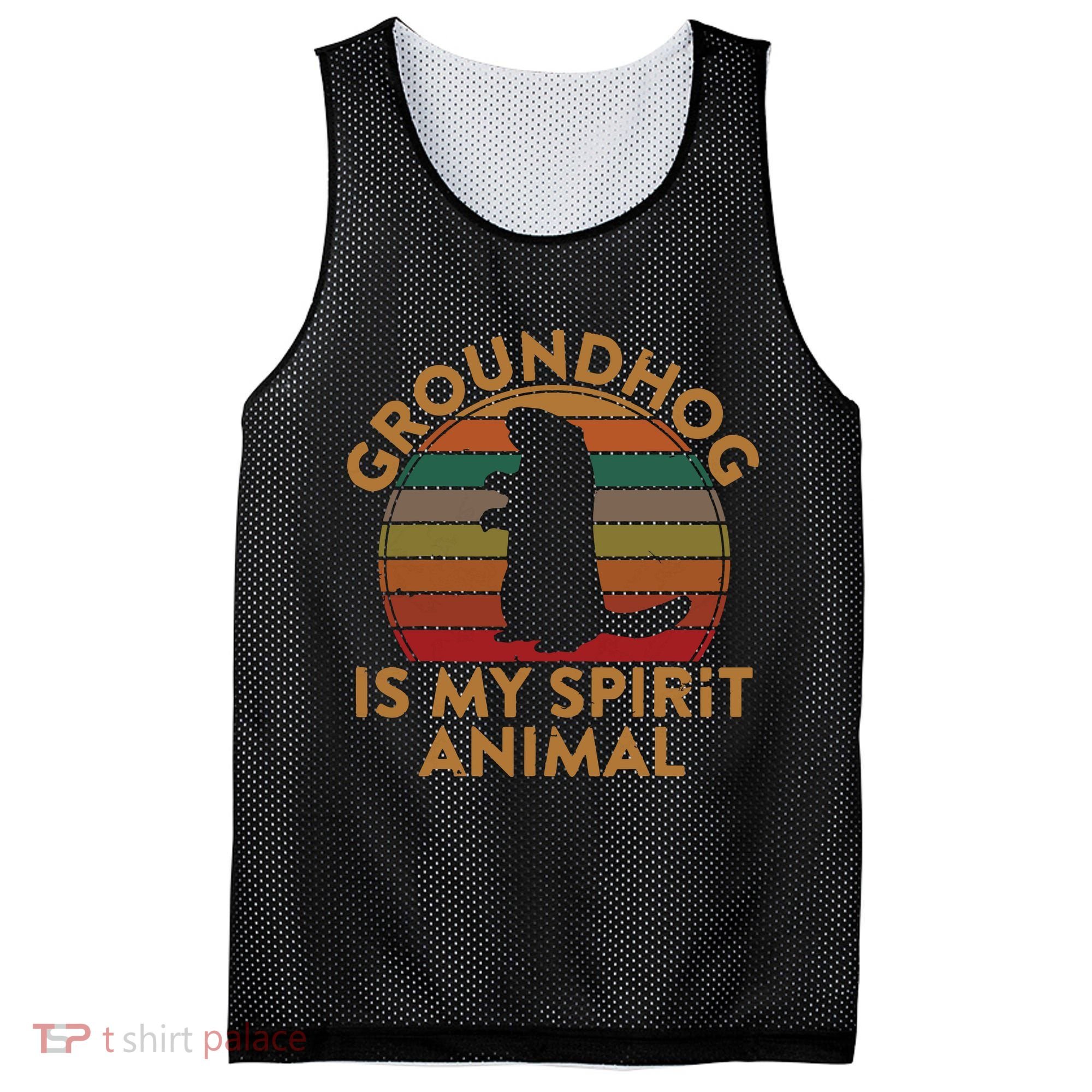 Ground Hog Is My Spirit Animal Gift Silhouette Groundhog Day Mesh Reversible Basketball Jersey Tank