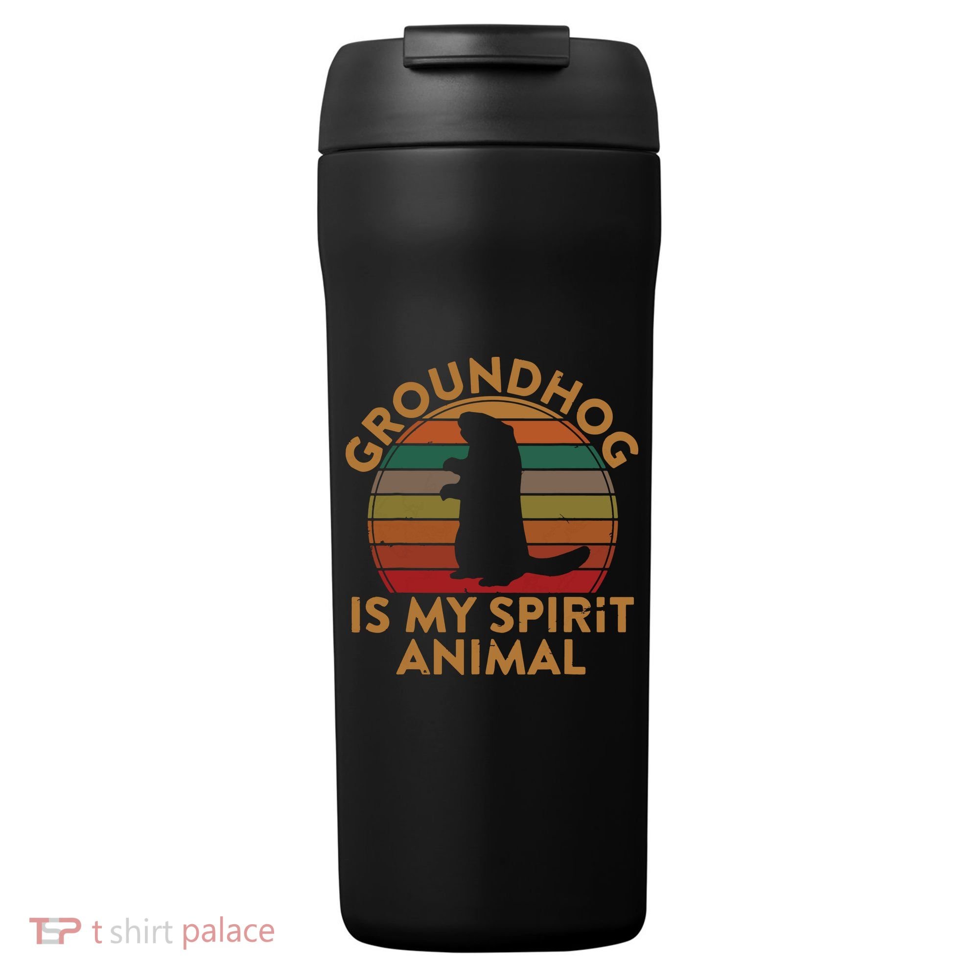 Ground Hog Is My Spirit Animal Gift Silhouette Groundhog Day 24oz Duet Stainless Steel Tumbler