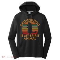 Ground Hog Is My Spirit Animal Gift Silhouette Groundhog Day Performance Fleece Hoodie thumb 0