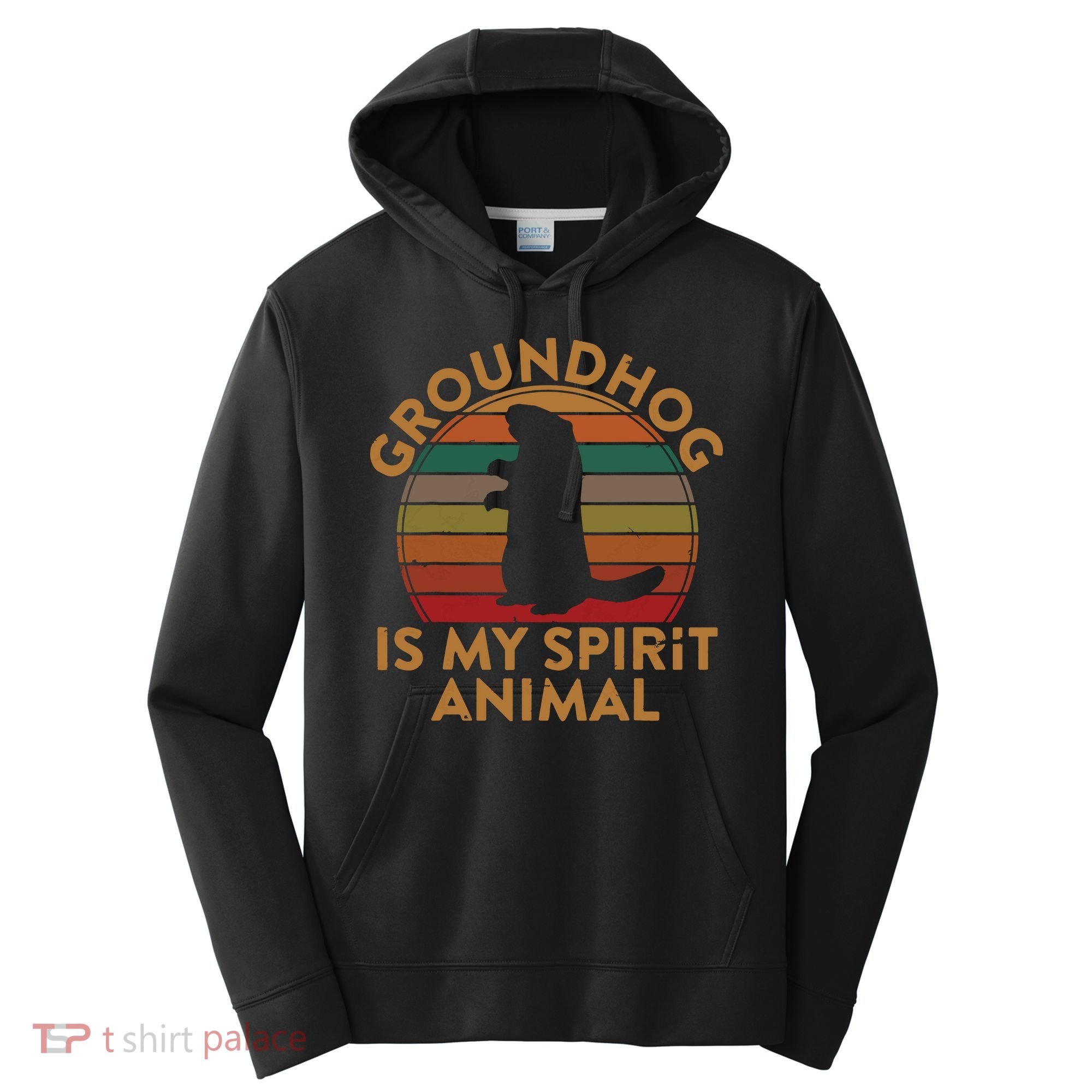 Ground Hog Is My Spirit Animal Gift Silhouette Groundhog Day Performance Fleece Hoodie