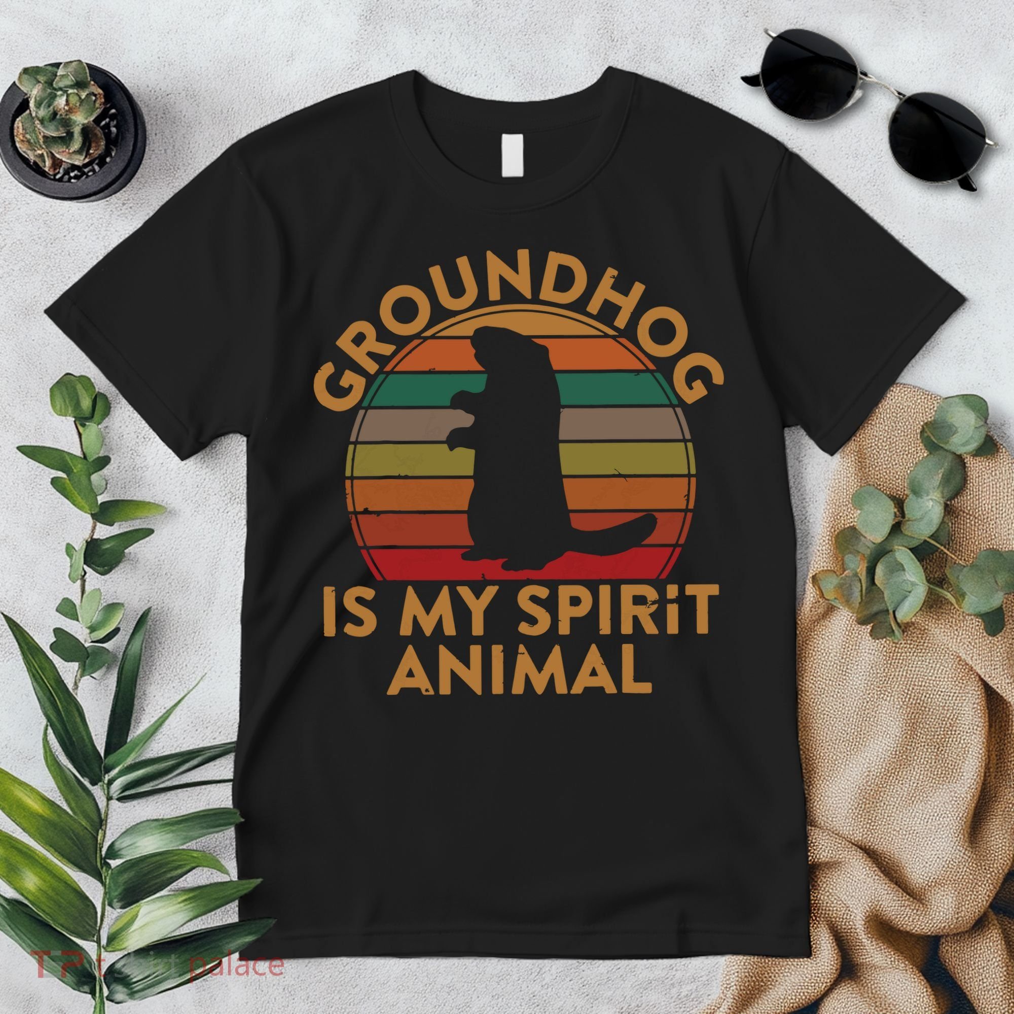 Ground Hog Is My Spirit Animal Gift Silhouette Groundhog Day Premium T-Shirt
