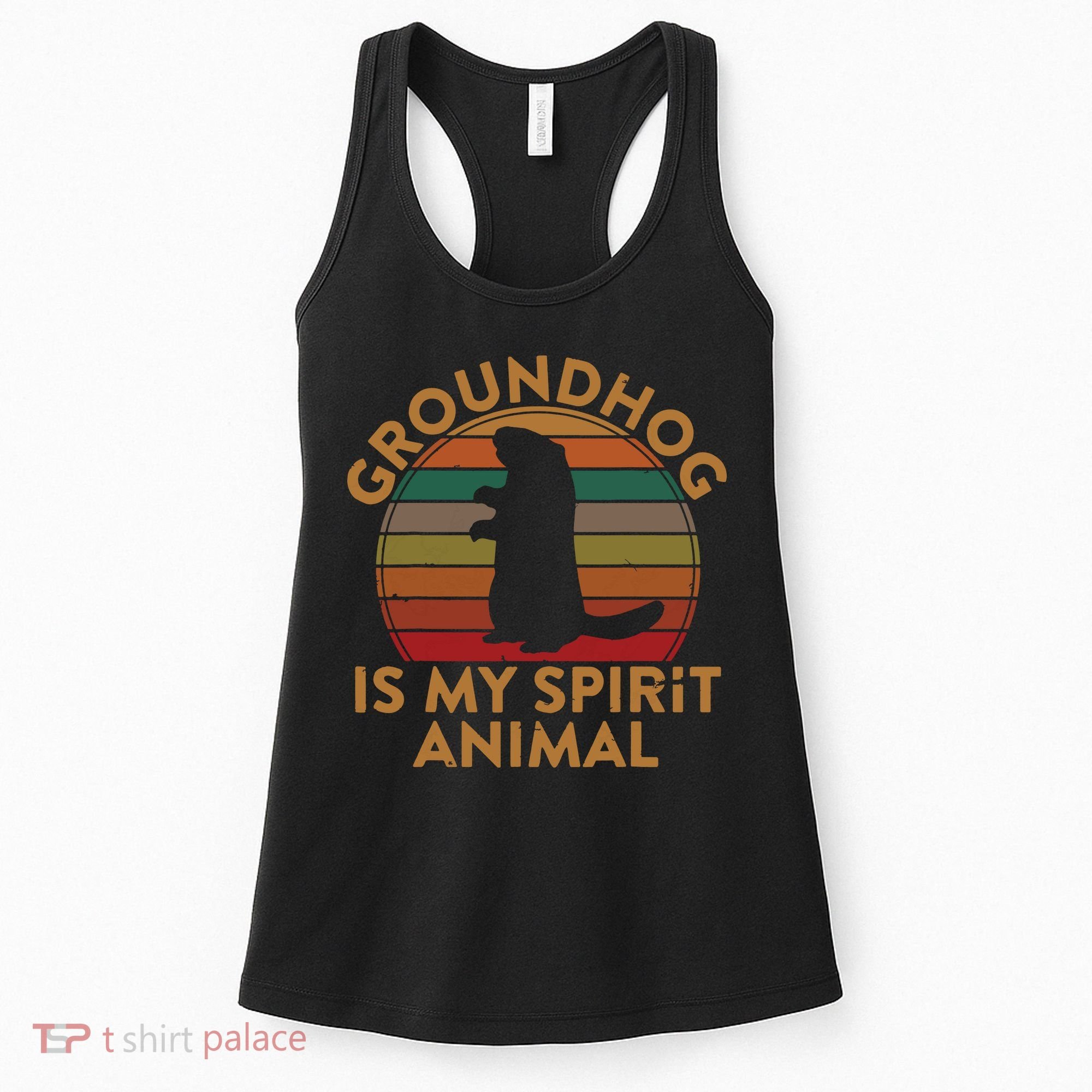 Ground Hog Is My Spirit Animal Gift Silhouette Groundhog Day Women's Tank Top