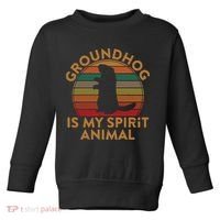 Ground Hog Is My Spirit Animal Gift Silhouette Groundhog Day Toddler Sweatshirt thumb 0