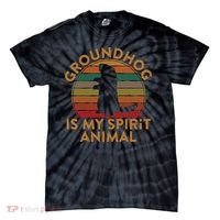 Ground Hog Is My Spirit Animal Gift Silhouette Groundhog Day Tie-Dye T-Shirt thumb 0