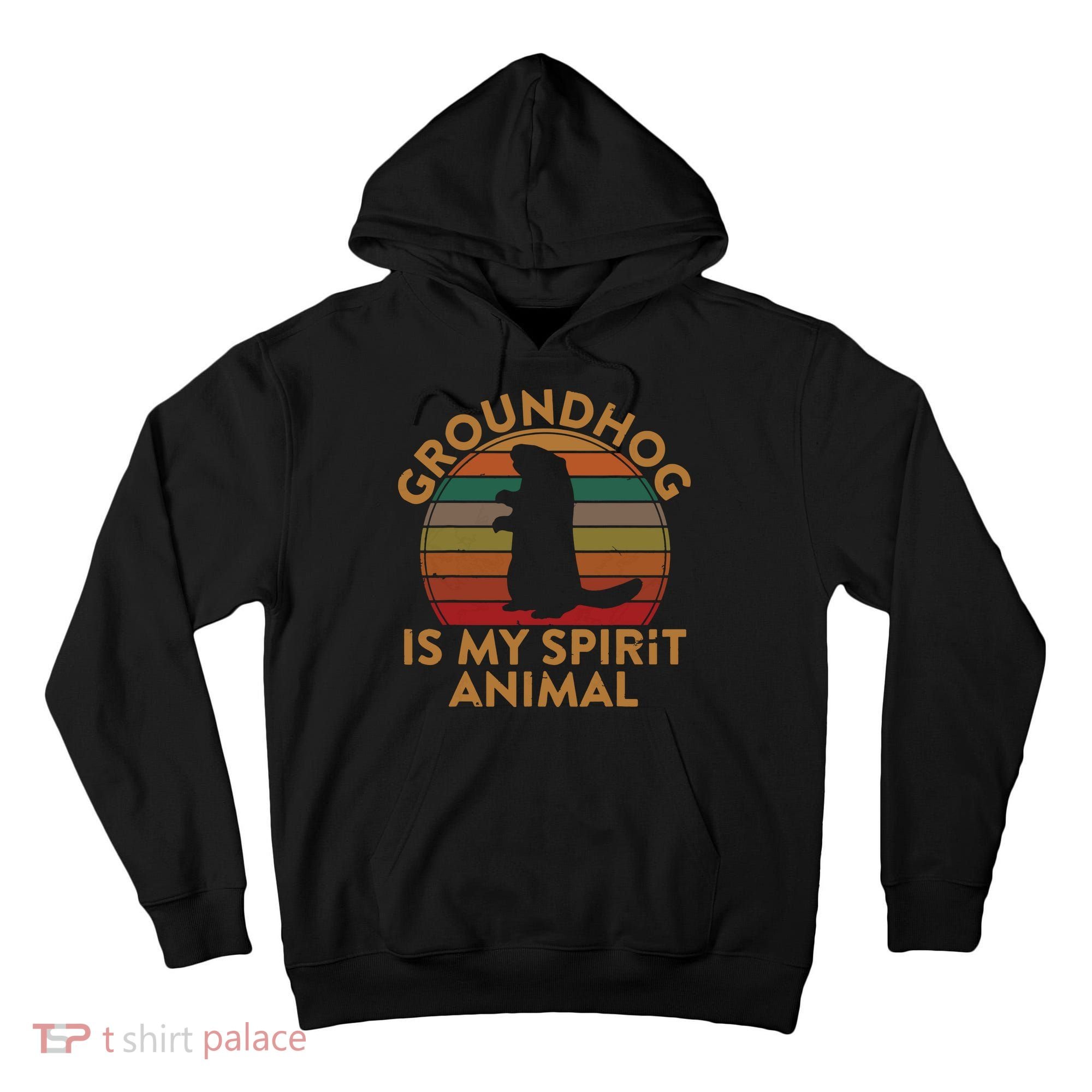 Ground Hog Is My Spirit Animal Gift Silhouette Groundhog Day Tall Hoodie