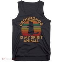 Ground Hog Is My Spirit Animal Gift Silhouette Groundhog Day Tank Top thumb 0