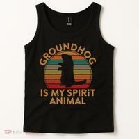 Ground Hog Is My Spirit Animal Gift Silhouette Groundhog Day Tank Top thumb 2