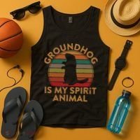 Ground Hog Is My Spirit Animal Gift Silhouette Groundhog Day Tank Top thumb 4